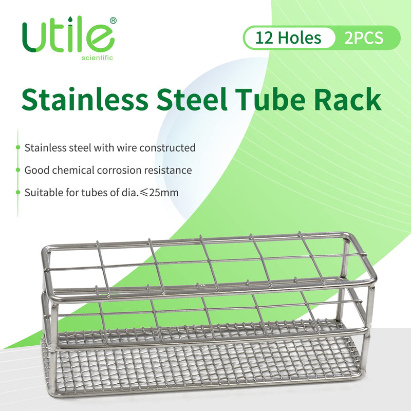 Utile 12-Hole Stainless Steel Test Tube Holder Rack 2pcs, Suitable for Test Tube Diameter Below 25 mm,4050.4628.2. 2pcs of wire constructed, 12 holes