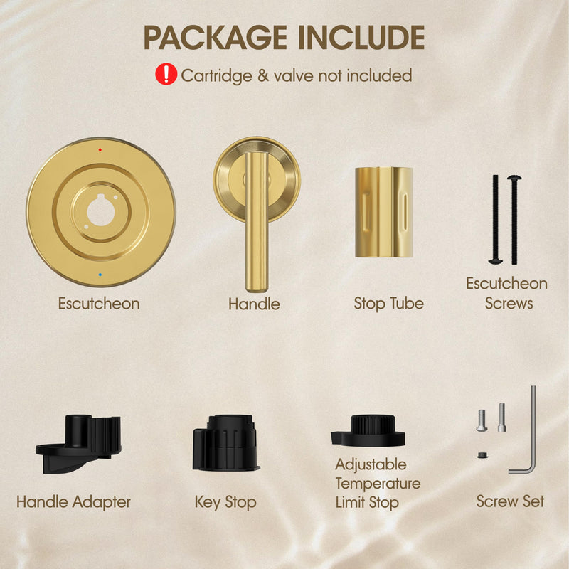 Brushed Gold Shower Trim Kit for Moen T2901 Handle, Compatible with Moen 2510/2520/2570/2590 Pressure Balanced Valve Series, Fix Wobbly Handle for Bathroom Renovation