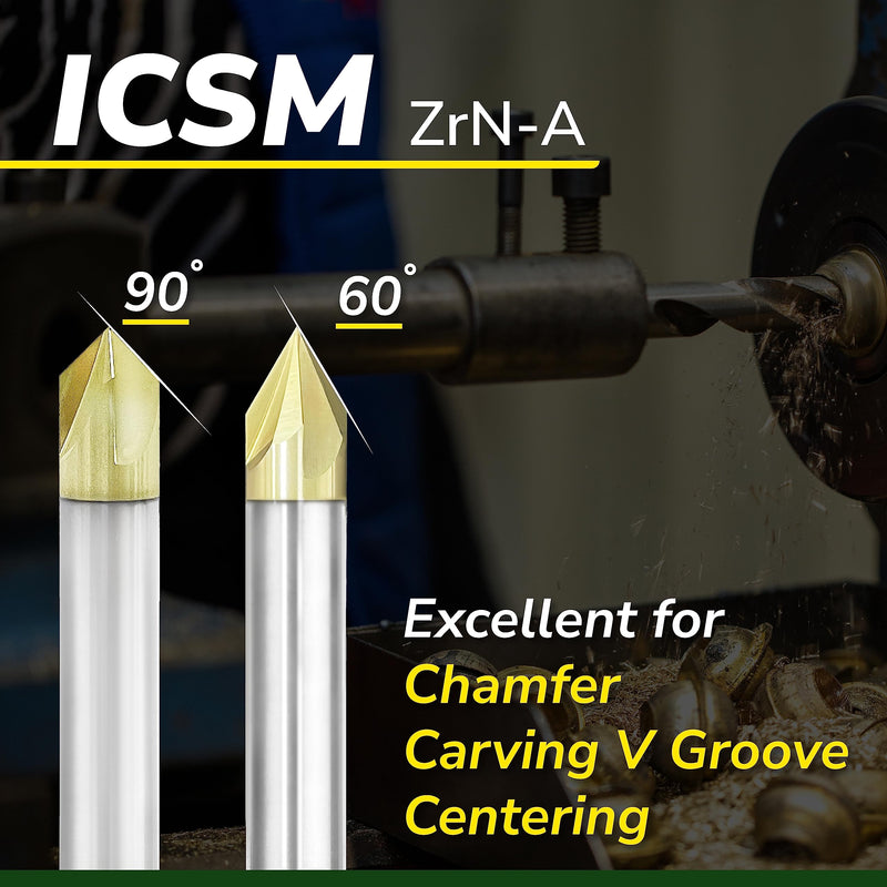 SPEED TIGER Chamfer End Mill - CNC Carving Bits, V Groove, 60 Degree, ICSM1/4 Shank 2" OVL (1 Piece, 1/4" 60°) - for Wood, Alloy Steels, Hardened Steels – Mill Bits Sets for DIYers & Professionals 1/4" 60°
