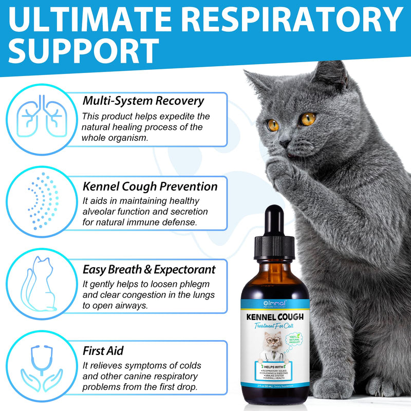 Kennel Cough for Cats, Kennel Cough Herbal Drops, Cats Cough Reliel Liquid Drop for Cats Allergy Relief, Soothes Cats Cough, Pet Health Supplies for Cat Cough Care, Chicken Flavor - 1 Pack / 2 Fl oz - PawsPlanet Australia