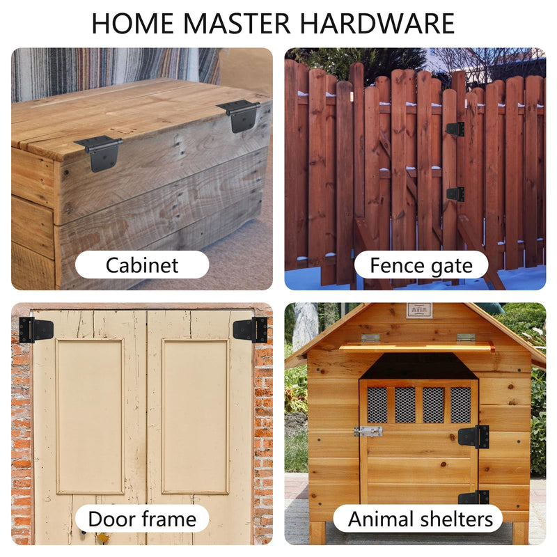 HOME MASTER HARDWARE Self-Closing Spring Gate Hinge 3-1/2" Heavy Duty Automatic T Hinges Steel Black Finish with Screws 2-Pack for Wood Fence Gate Vinyl Shed Door 3-1/2 Inch 2Pack - Black