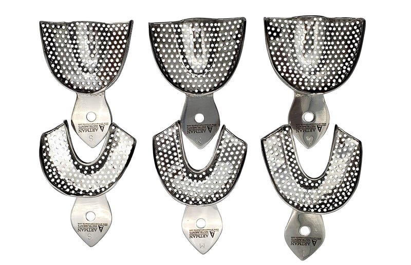 Dental Impression Trays 6 Heavy Duty Small Medium Large Upper and Lowers Stainless Steel by Wise Linkers USA