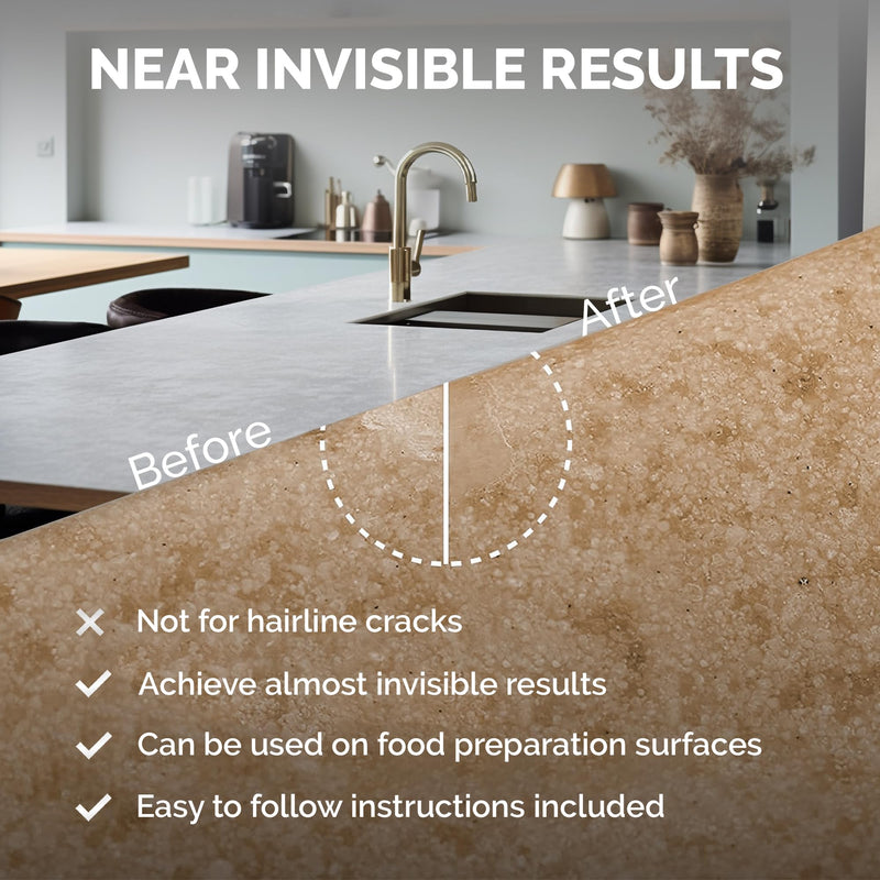 Granite, Marble & Corian Repair Kit (Clear, Black & Acrylic) - Ideal as Quartz Countertop Repair Kit I Works Great for Marble, Porcelain, Ceramic & Granite Surfaces I Also for Bathtub & Tile Repair