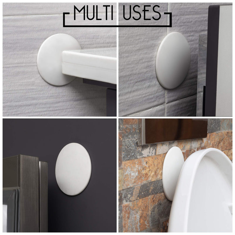 Door Stoppers - Large 3.15" (4 PCS) - Door Stoppers for Wall with Strong Back Adhesive - Quiet and Shock Absorbent Silicone Wall Protectors from Door Knobs - Protects Every Wall Surface - White Large Size 3.15" (4 PCS)