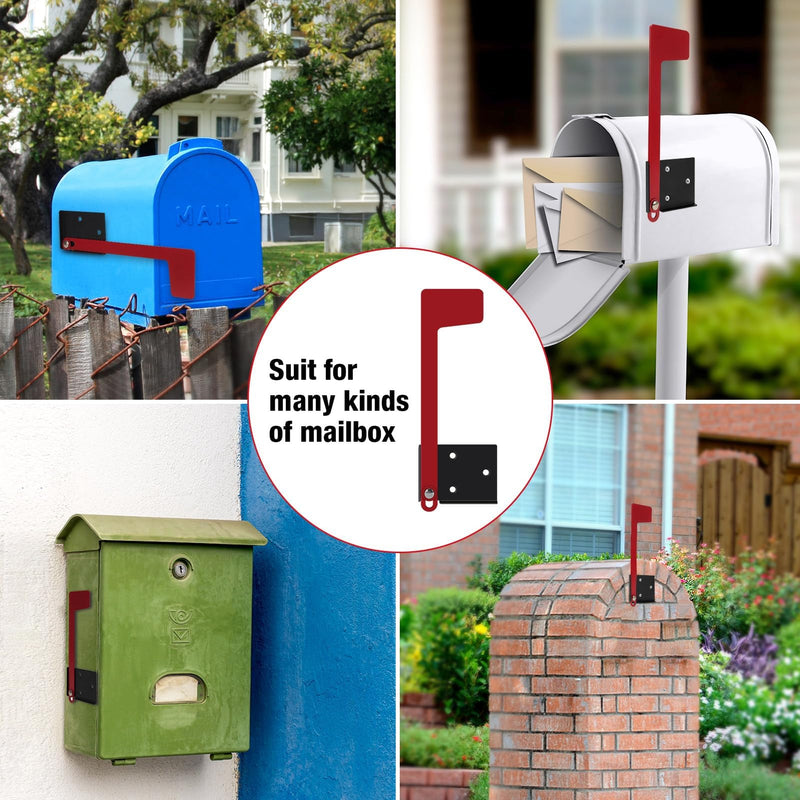 Merear Mailbox Flag Replacement Kit, Galvanized Steel Flag for Mailbox, Mailboxes Accessories, Two-Way Installation Methods for Wood, Wall, Metal, Stone, Mailbox Post-mount Flag