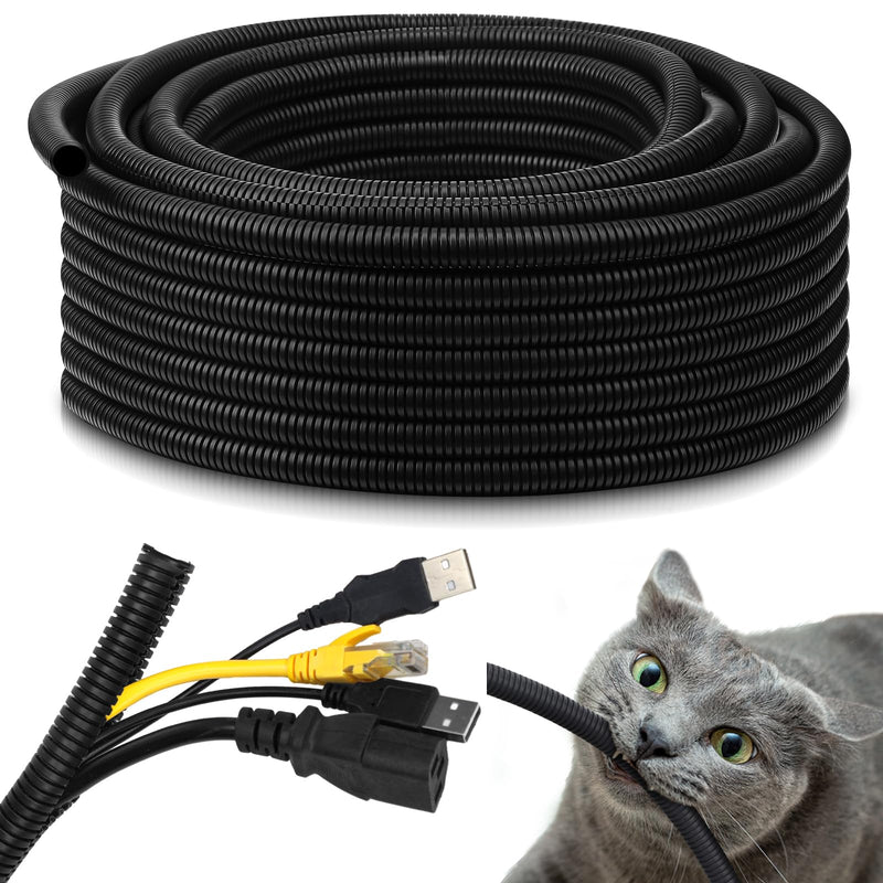 Kanayu Split Flame Retardant Wire Loom High Temperature Cable Conduit Split Cable Sleeves Loom Tubing Auto Wire Conduit for Industrial Electrical Automotive Marine(1/2''-50 ft,Black) 1/2''-50 Ft Black