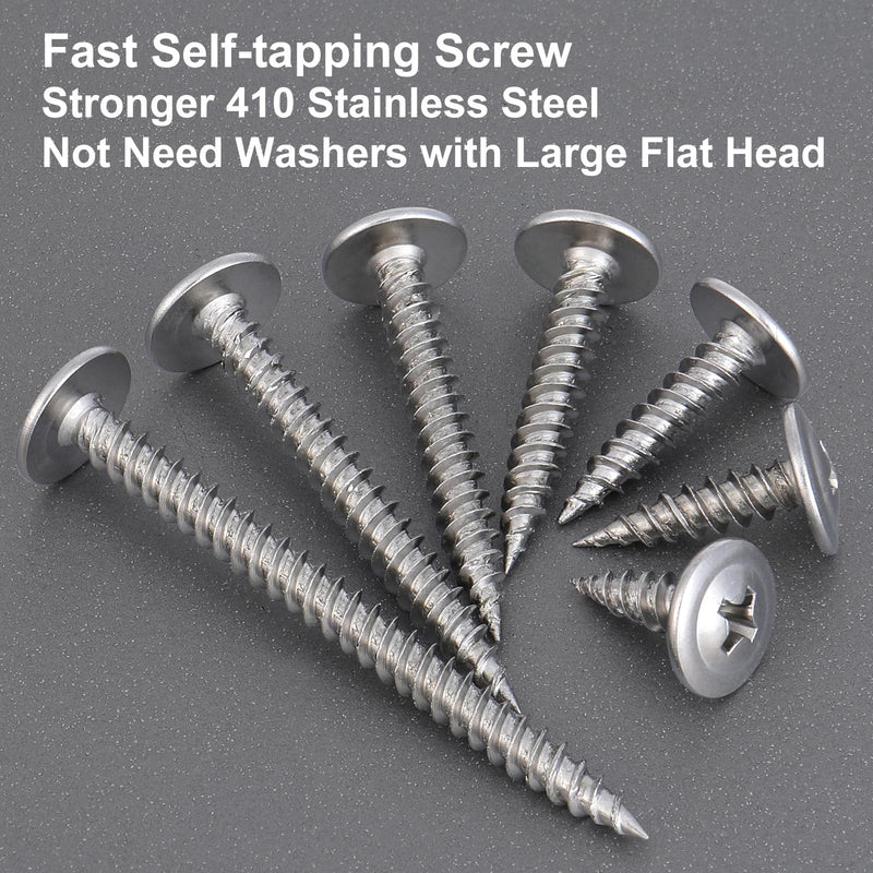 200Pcs #8 x 3/4 Inch Wood Screws Phillips Modified Truss Head Screws Stainless Steel 410 Quick Metal Self Tapping Screws Silver - NewNest Australia