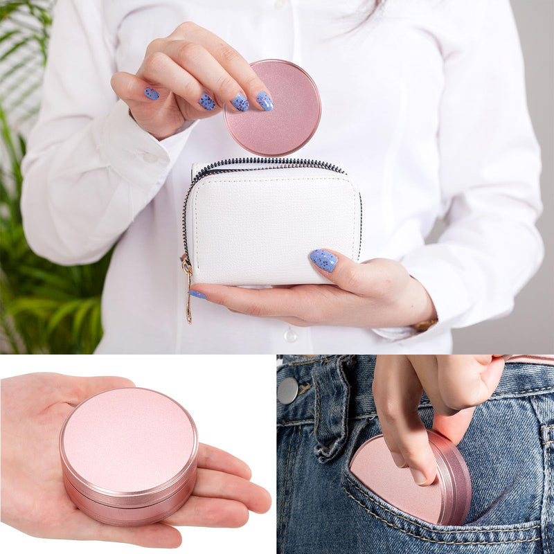 Metal Pill Case 2 Compartment - Waterproof Pill Box for Daily Travel, Pocket Purse Pill Container Holder Compact Medicine Organizer for Vitamins Fish Oils Medication Pink