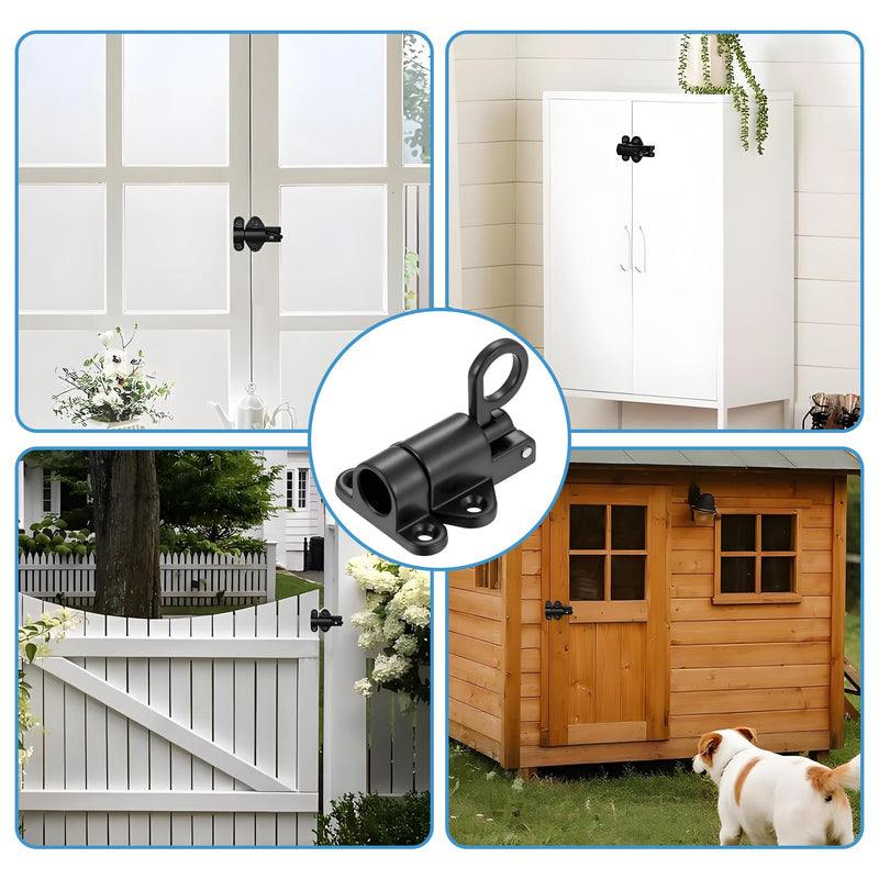 2 Packs Self Closing Latch Spring Door Lock, Automatic Gate Latch with Spring Loaded Pin, Aluminum Alloy Slide Gate Latch for Cabinet Window Fence, Black, AMS-CX01-B 2 Pack