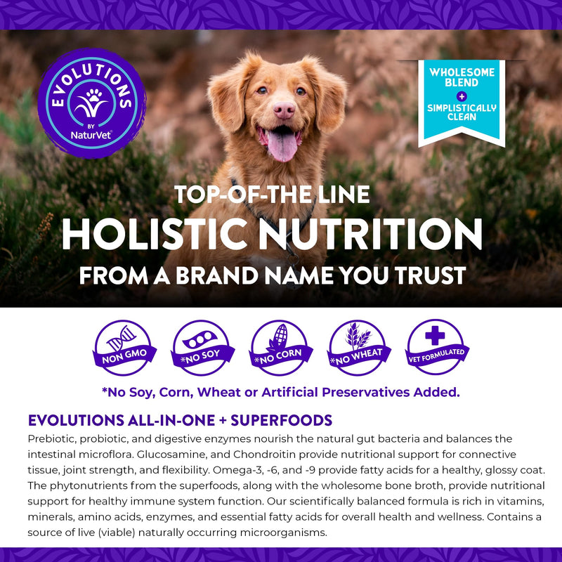 NaturVet Evolutions All-in-One + Superfoods 90ct Soft Chews for Dogs - Bone Broth, Superfoods Provides Nutritional Support for Healthy Digestion, Joints, Skin & Coat, Immune System, Overall Health 3.95 Ounce (Pack of 2) - PawsPlanet Australia