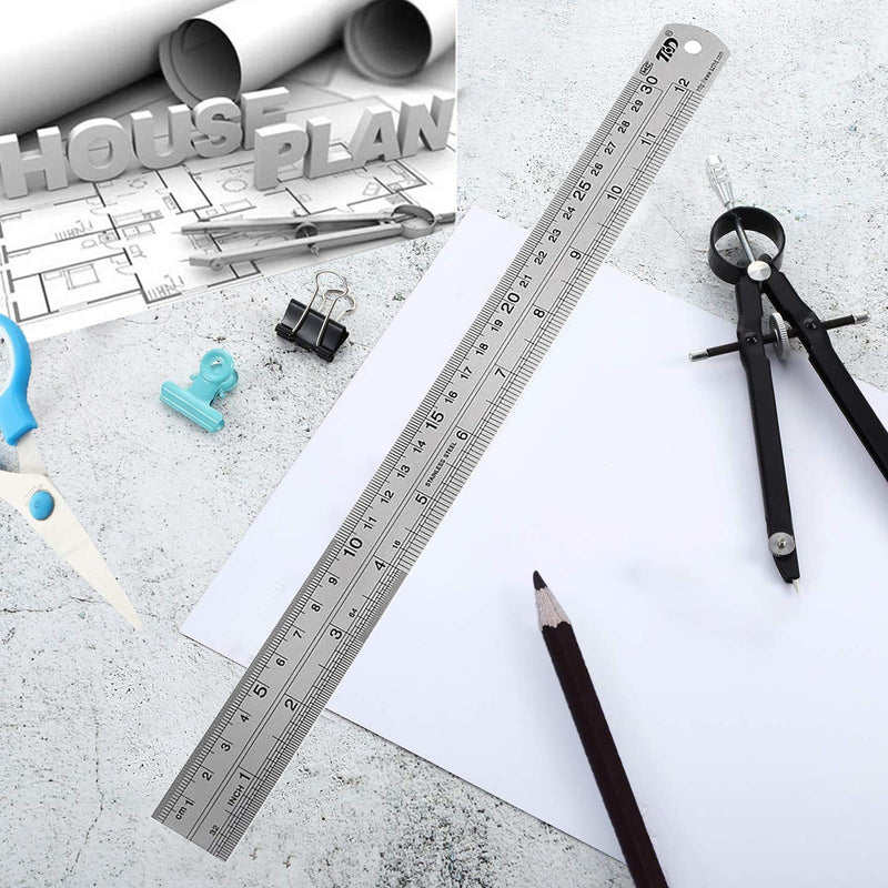 YouOKLight Metal Ruler Set,6 inch Ruler and 12 inch Ruler. Ruler Inches and Centimeters,Metric Ruler 12 Inches,Metal Ruler 12 inch,Drawing Ruler,Flexible Ruler,Precision Measuring Metal Ruler Silver.