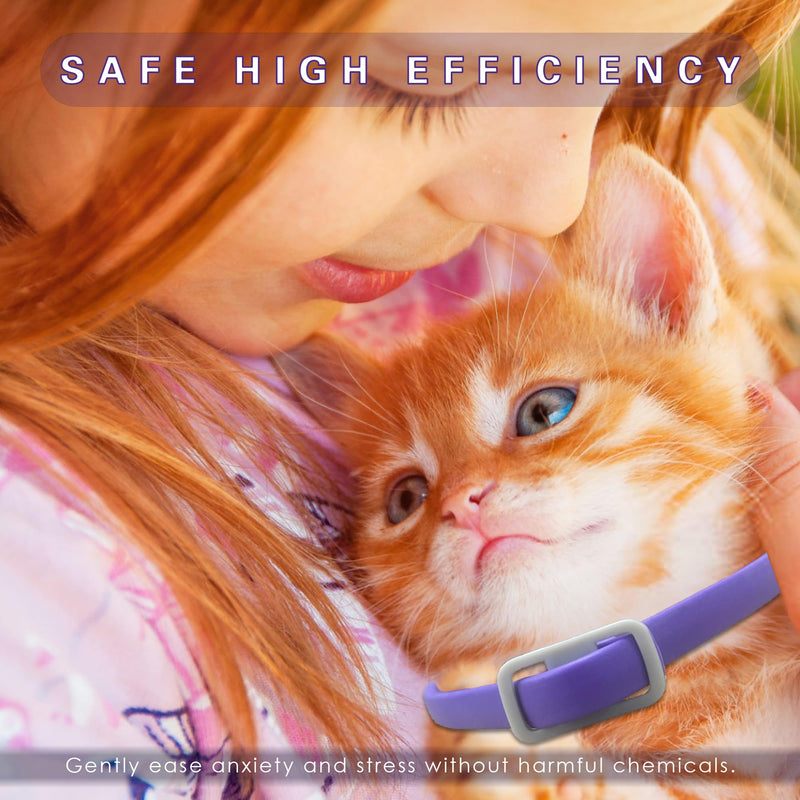 Simnice 4 Pack Calming Collar for Cats - Cat Pheromone Calming Collar Reduce Anxiety Stress for Pets, Long-Lasting Cat Calm Collars Adjustable Calm Collars for Cats Purple&Gray