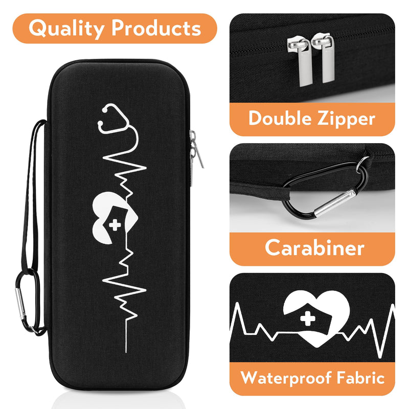 SMYV 17 pcs Stethoscope Case Kit, Nursing School Essentials Include Stethoscope Case, Medical Scissors, Pen Lights, Bandages, Ideal Gifts for Nurse Student Black with Supplies