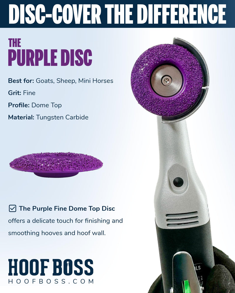 Purple Dome Top Fine Grit 2" Disc - Precision Hoof Trimming Tool for Smooth Finishing - Ideal for Goats, Horses, Sheep, Pigs & Cattle - Durable Replacement Disc for Hoof Boss Trimmer Tools