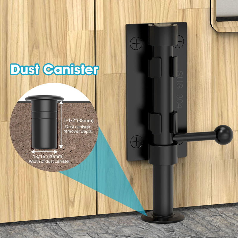 Slide Bolt Gate Latch Hardware, Barrel Bolt Latch, 6.3 Inch Heavy Duty Solid 304 Stainless Steel Black Finish Lock for Wooden Fence/Shed/Yard/Barn Door/Interior and Outdoor (2 Pack Black) 2 Pack Black