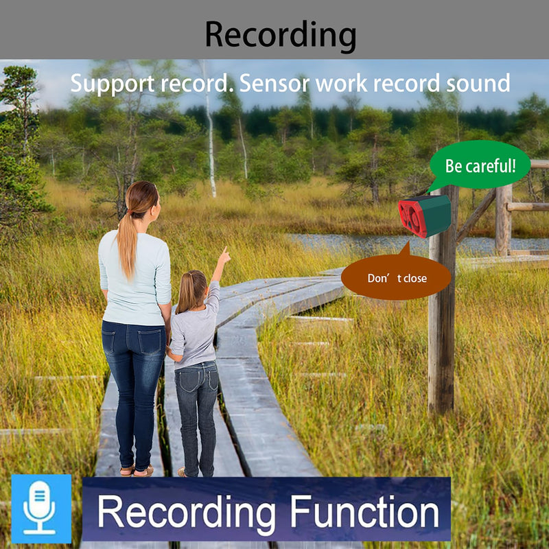 Solar Outdoor Motion Sensor Alarm with 13Sounds, WONFAST 130db Dual Speaker Gunshot Dog Barking Sound Recording and Adjustable Volume Warning Security Strobe Light for Farm Yard Orchard Barn (1PCS) 1PCS