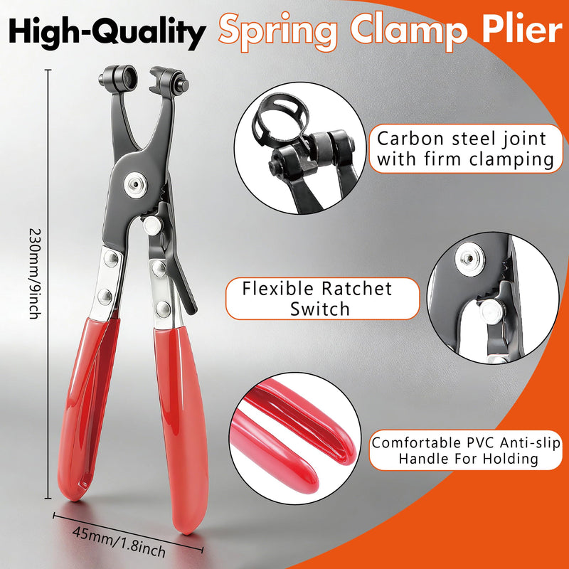 352Pcs 6-25mm Spring Band Hose Clamps Assortment Kit with Spring Clamp Plier & Hose Clamp Plier for Fuel Lines,Automotive,Marine,Gardening,Vacuum Hoses