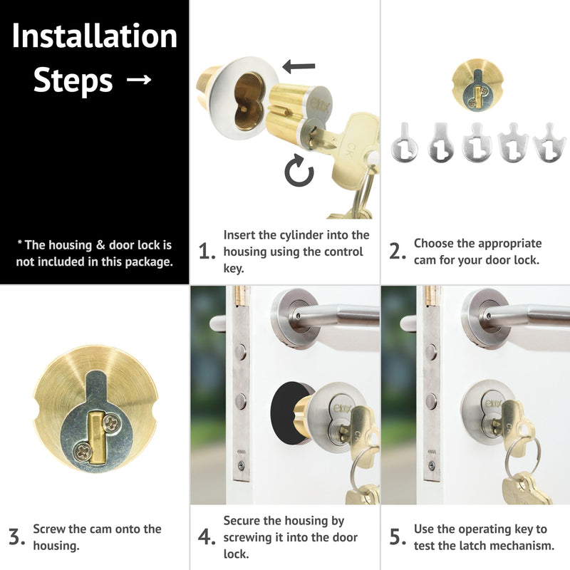 elox SFIC IC Core Cylinder Fits Stanley, Dorma Kaba, Arrows, Best, Falcon Standard, Best A Keyway,6 pins. A Pair of KA (Keyed Alike) Packed 2