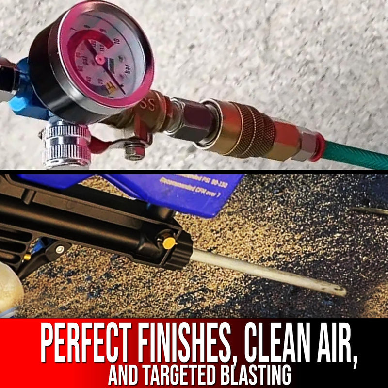 Le Lematec Sand Blaster + Water Separator + Air Regulator Combo for Precision Blasting & Air Control Lont Tip + AI303-C1 + AR-01)