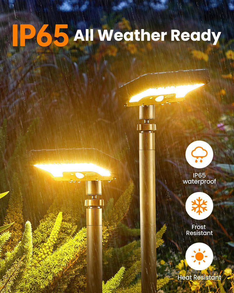 Solar Walkway Lights Outdoor, 92 LEDs Motion Sensor Outdoor Lights,600Lumen Brighter Solar Pathway Light with Adjustable Angle for Garden, Yard, Walkway(Warm White, 2 Pack) Warm White