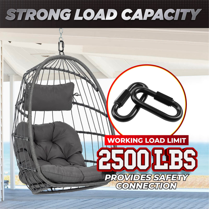 2PCS 4.2” Heavy Duty Chain Quick Links, 2500 LBS Weight Capacity, Durable, Anti-Rust, High Strength Chain Connector, Carabiner for Big Chain Connecting, Hammock Hanging, Hiking, Camping 2PCS 4.2”