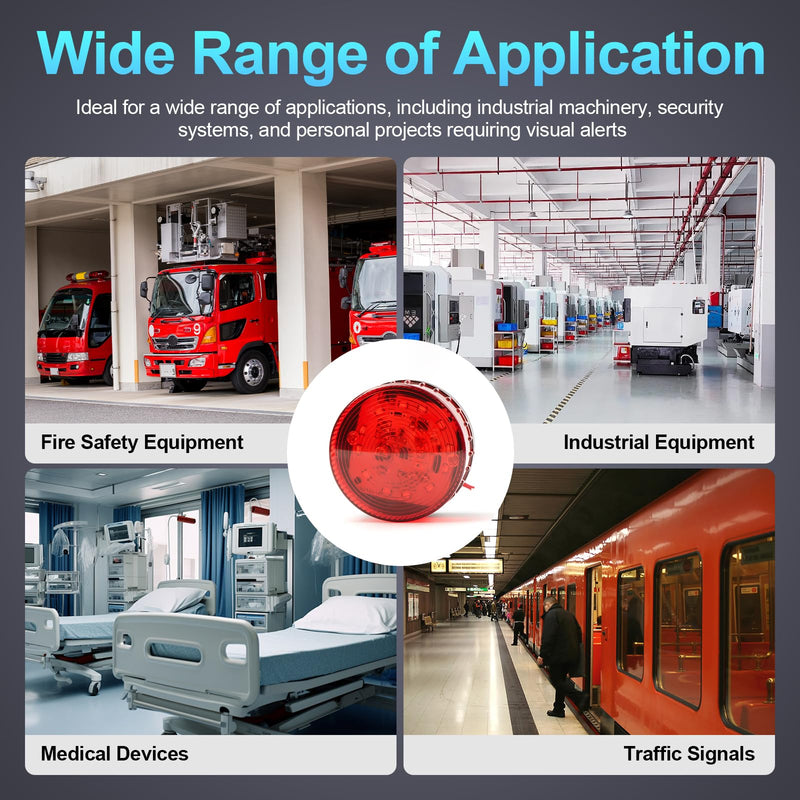 Signal Warning Lamp with Foam Pad - Round Red Warning Light Blinking Light for Security Warning System, LTE-5061J, AC 110V, CE