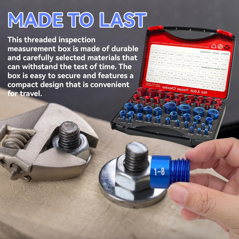 52PCS Nut and Bolt Thread Checker, Thread Checker Standard and Metric, 28 Inch & 24 Metric Thread Gauge