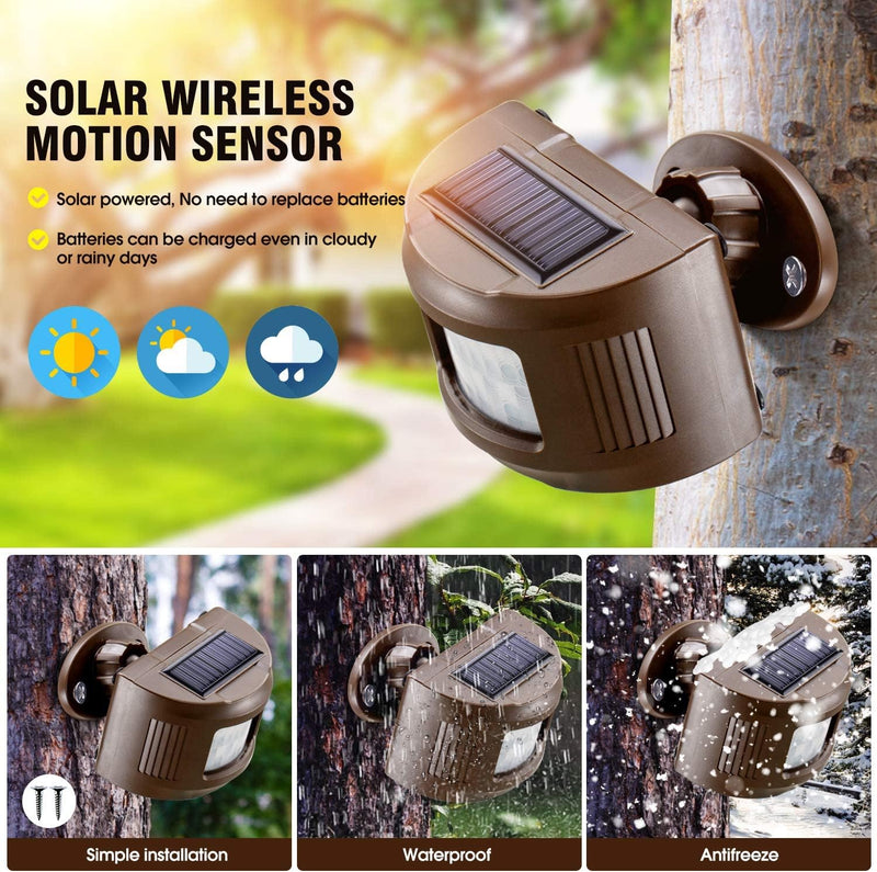 Solar Driveway Alarm Wireless Sensor System & Driveway Sensor Alert System Weatherproof Security Outdoor Motion Sensor & Detector 1receiver1sensor