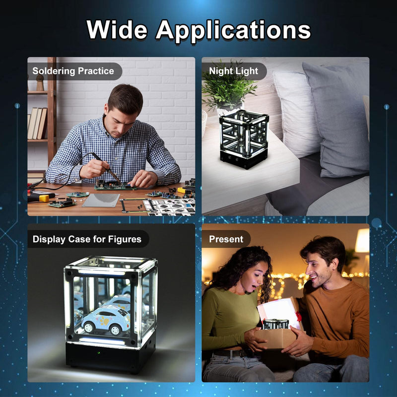 DIY LED Night Light Soldering Kit, 3D Mirror Cube Soldering Project Desk Decor with Adjustable Light Modes, Electronics STEM Present for Gamers and Makers