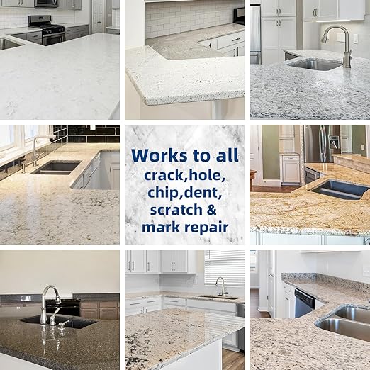 Marble and Granite Repair kit Porcelain Marble Stone and Quartz Countertops Repair kit for Chips Dents Cracks Holes Scratchs, Fix Chipped Edges Corners, Reattaches or rebuilds Missing Pieces - NewNest Australia