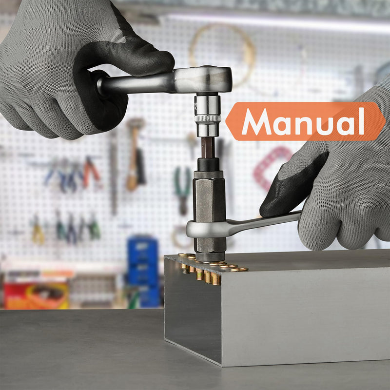 Rivet Nut Installation Tool Set Flat Head Rivnut Threaded Insert Nut Kit SAE & Metric for Metal Heavy Duty Zinc Plated Nutsert (3/8-16(Rivet Nut Tool-15pcs)) 3/8-16(Rivet Nut Tool-15pcs)