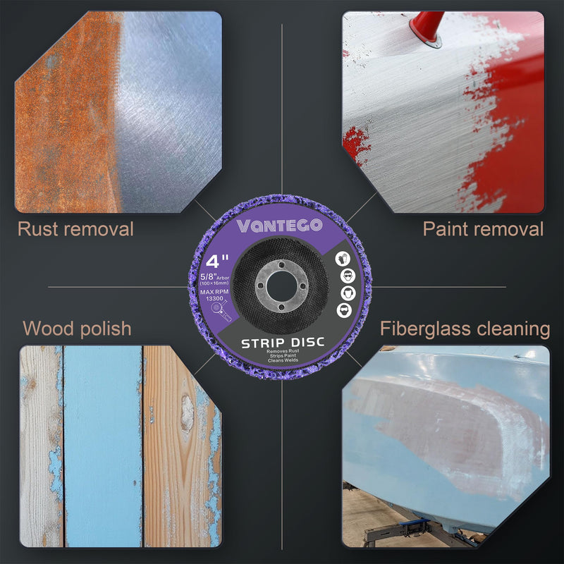 6-Pack Paint Stripping Discs 4” x 5/8” for Angle Grinder Rust & Paint Remover, Includes 2 Purple, 2 Blue, 2 Black - NewNest Australia
