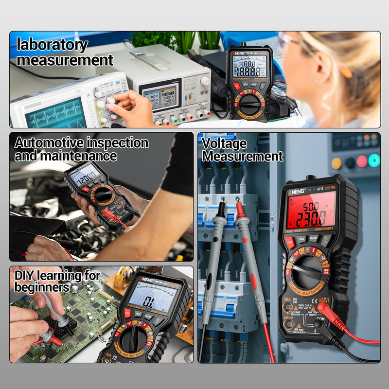 ANENG Multimeter,TRMS 20000 Counts Magnetic Digital Tester with High Resolution Auto Ranging MAX/MIN Voltmeter Measures AC/DC Voltage,Current,Resistance,Capacitance, NCV,Data Hold Amp for Automotive 20000 Counts(Combination Kit)