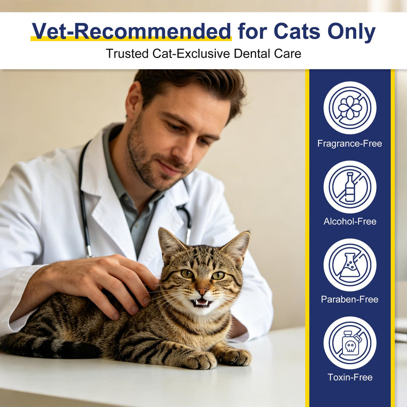 Dental Finger Wipes For Cats, Triple Enzyme & Probiotic Formula, Plant-Based Fragrance-Free Gentle Oral Cleaner, Soothe Delicate Gums, Remove Plaque Bad Breath, Kittens Oral Care Supplies, 50 Pcs