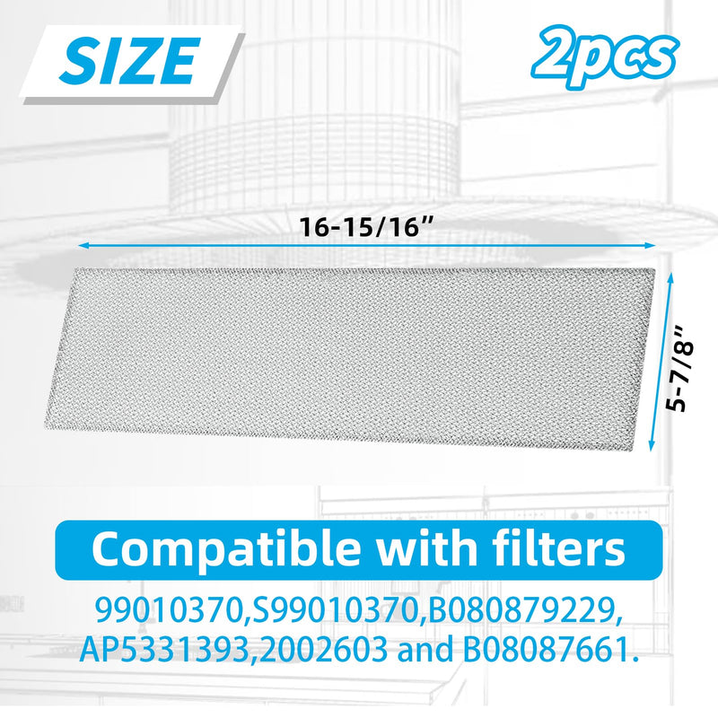 S99010370 Range Hood Filter Replacement for Broan PM250, PM390, 99010370, 2002603, B08087922, AP5950107, SB08087661 Aluminum Grease Filter, 2 Pack