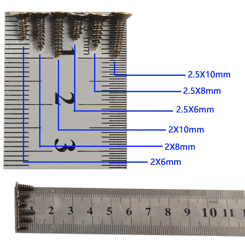 newlng 1200pcs Small Screws Phillips Flat Head Cross Self Tapping Tiny Screw Cabinet Electronic Accessories Screw Multifunctional DIY Micro Woodworking Screw Set Bronze B