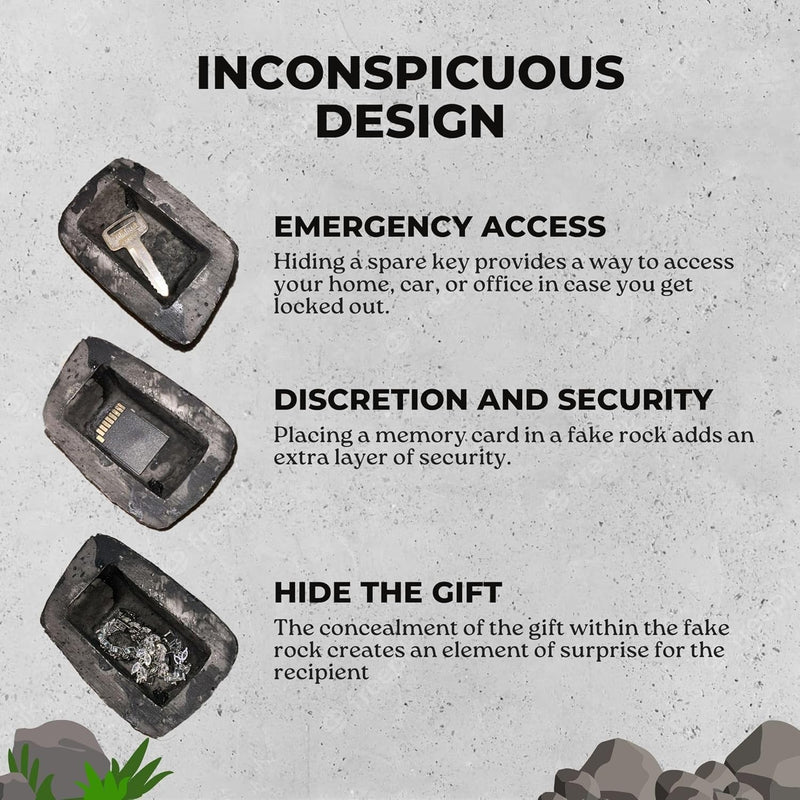 Hide A Key in Plain Sight in a Real Looking Rock/Stone, Holds Standard Sized Spare Keys
