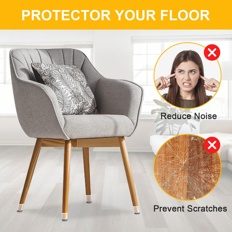 48 Pack Chair Leg Floor Protectors, Chair Feet Protectors for Hardwood Floors,Silicone Chair Leg Caps Covers Pads, Floors from Scratching and Reduce Noise(Fit:1-5/16"-2") Round Large-Clear