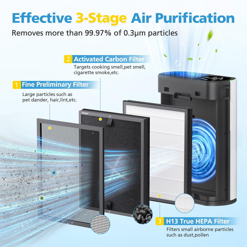 2 Pack HAP602 Replacement Filter for ECOSELF HAP602 / HAP602WF Air Purifier 2 Pack
