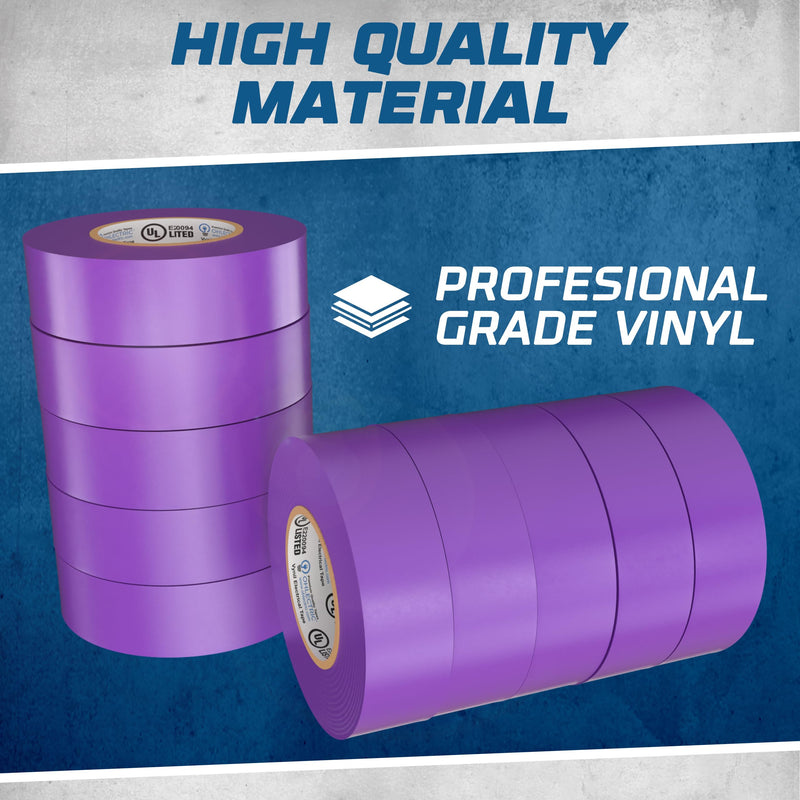 OHLECTRIC Professional Grade Vinyl Electrical Tape | 7 Mil Thick Purple Flame-Retardant, Heat & Weather Resistant 3/4 Inch x 60 Feet | Ideal for Contractors & Electricians,OL-38462