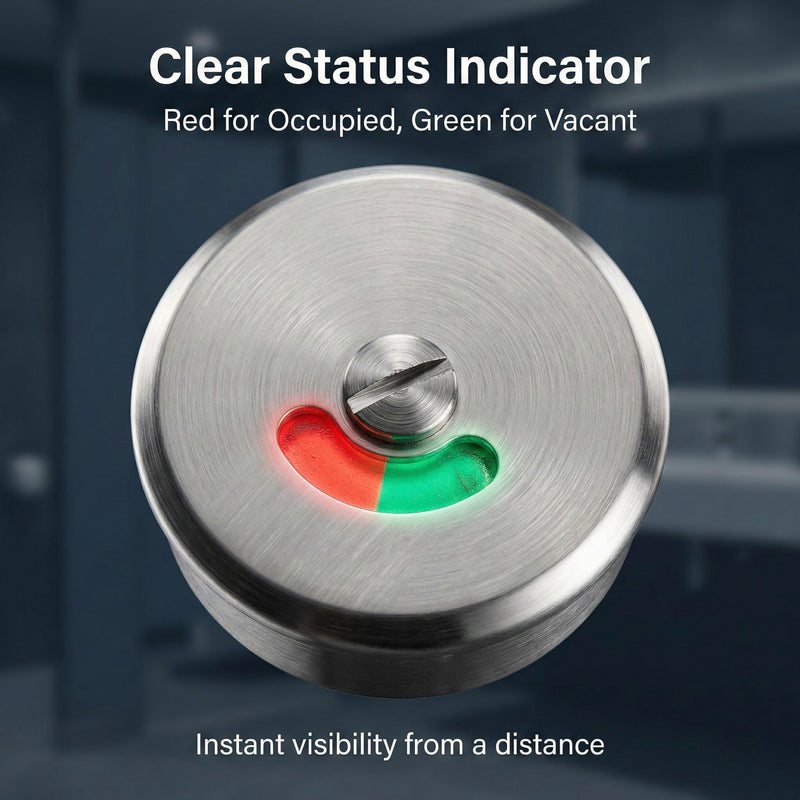 Bathroom Stall Door Lock, Stainless Steel Occupied Vacant Indicator with Red/Green Privacy Sign, 1 Pack with Screws Fittings