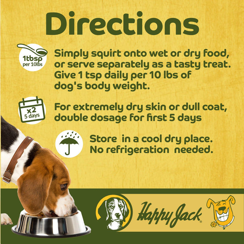 Happy Jack Tonekote Dog Skin & Coat Supplement, Oil for Dogs with Essential Fatty Acids & Vitamins for Itching Skin Relief, Hot Spots, Dull Coat, Dry Skin, Excessive Shedding, 16 oz - PawsPlanet Australia