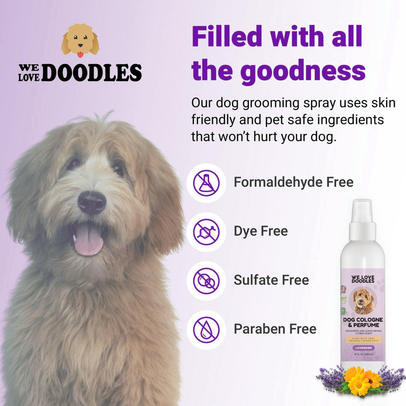 We Love Doodles Dog Cologne & Perfume, (Lavender and Fresh Cotton) Bundle - Deodorizing, Organic, Made In USA - Long Lasting After Bath Deodorant - Freshener For Smelly Dogs - Odor Eliminator Spray - PawsPlanet Australia