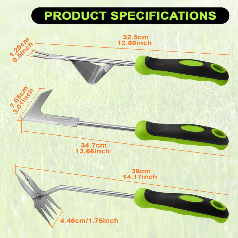 Weed Puller Kit, Crack Weeder Crevice Weeding Tool, Stainless Steel L-Shaped Hand Weeder Tool, Portable Manual Weed Puller Tool for Garden, Patio Lawn, Planting Weeding - 3 Pack 3-PCS