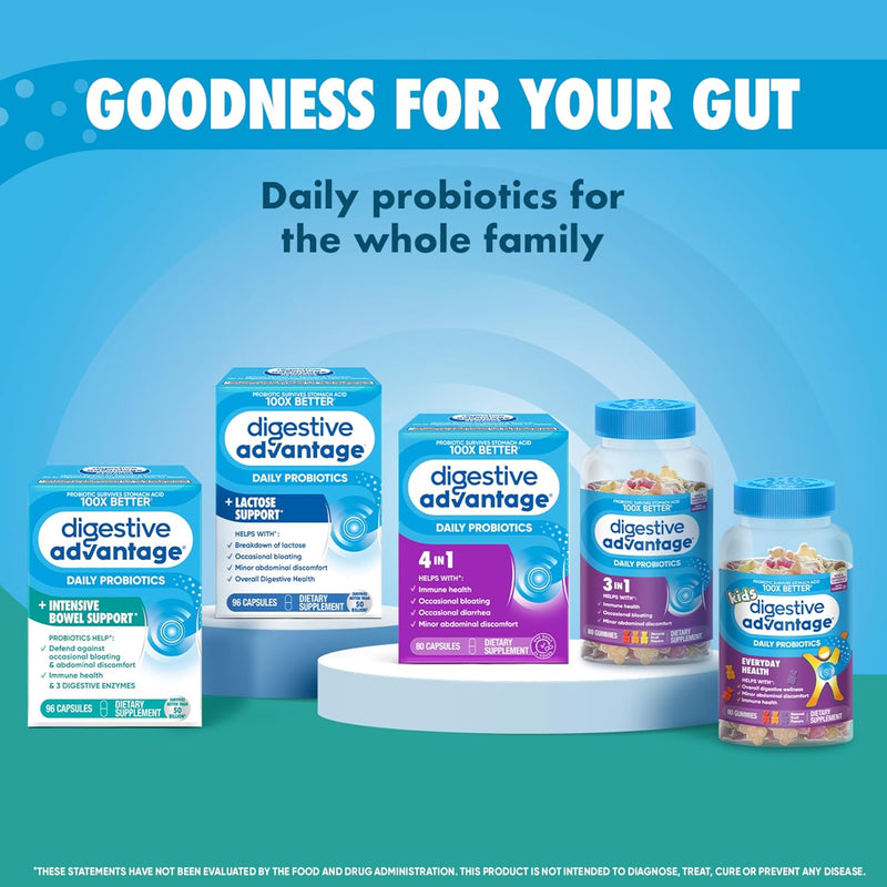 IBS Daily Probiotic Capsules for Digestive Health & Gut Health, Digestive Advantage Probiotics For Men and Women (96 count box) - Digestible Enzymes IBS 96CT - NewNest Australia