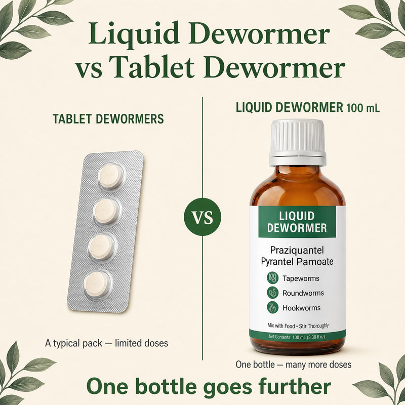 Praziquantel & Pyrantel Pamoate Liquid Dewormer for Cats & Dogs -Targets Tapeworms, Roundworms & Hookworms – 3.38 fl oz with Syringe