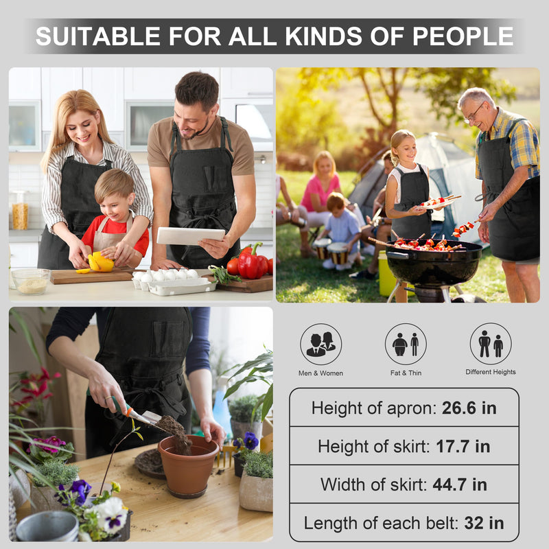 MyLifeUNIT Artist Apron, Adjustable Painting Apron with 10 Pockets for Arts and Craft, Black Canvas Pottery Apron for Women Men