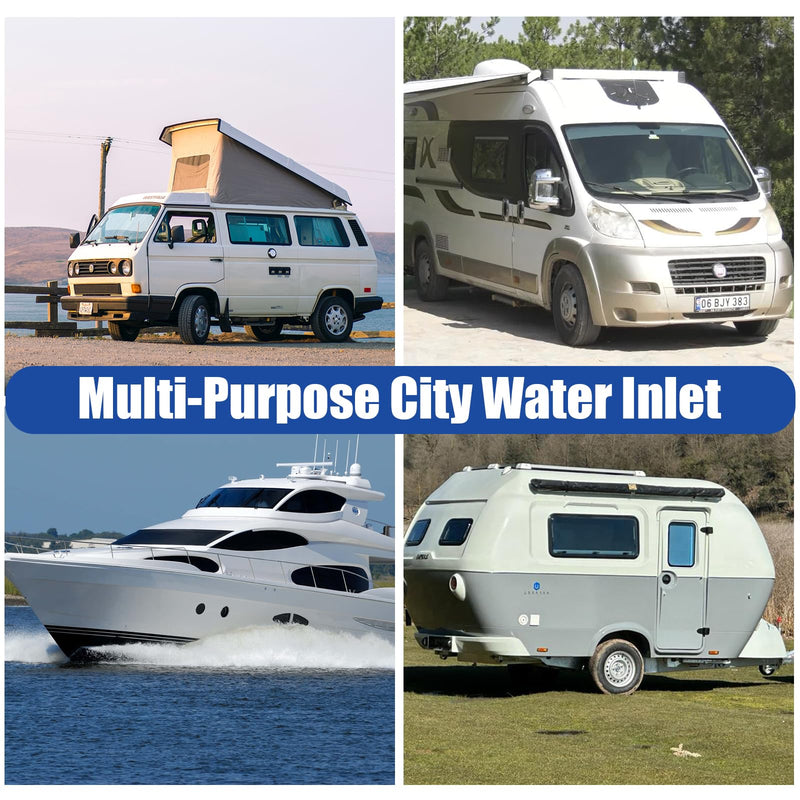 513110-1 Fresh Water Inlet, Has Standard Female Swivel Hose Connector 1/2" x 3/4" for Marine, Trailer, Motorhome Inlet