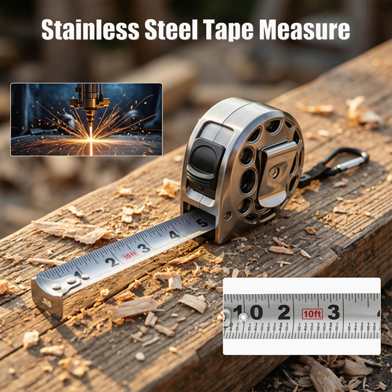 4 Pack Tape Measure 10 Feet/3 Meters, Small Tape Measure Retractable Metric Stainless Steel Measuring Tape Waterproof & Rustproof for Engineer Contractors 4