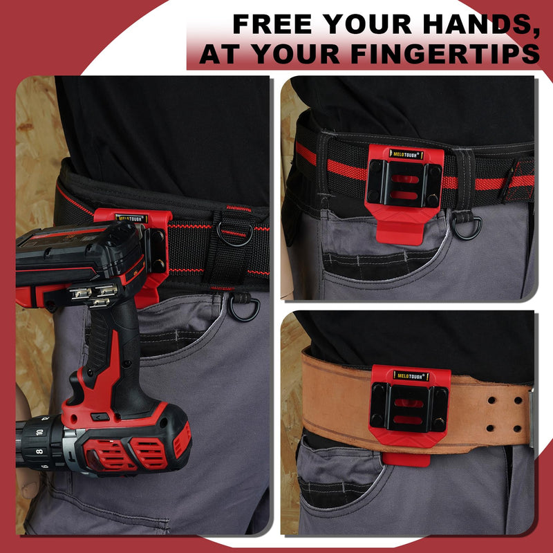 MELOTOUGH Drill Belt Clip,Drill Holder for Tool Belt,Drill Holster,Measuring Tape Holder,Drill Belt Holder for Cordless Drill,Impact Driver,Tape Measure Red
